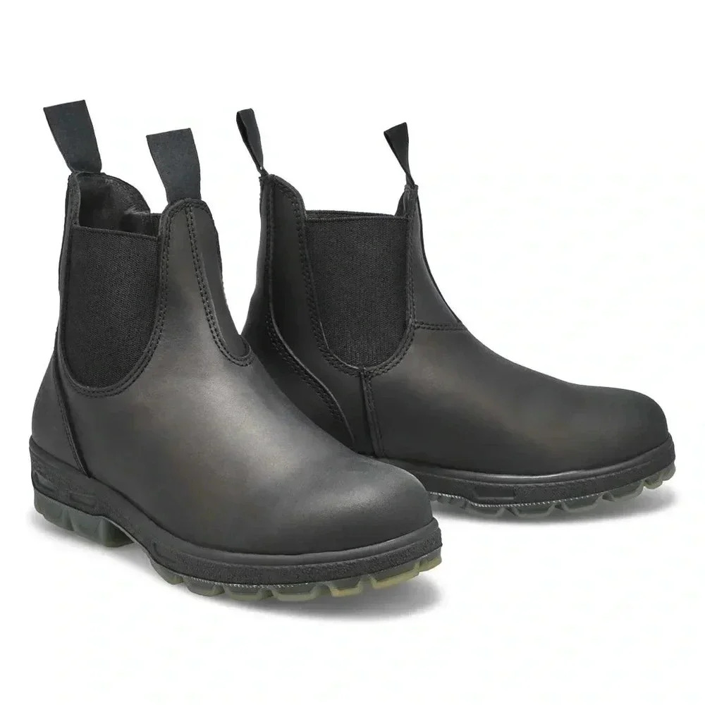 Black chunky casual Chelsea ankle bootie boot size